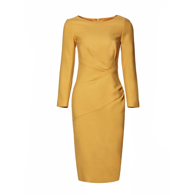 French Business Waist Yellow Dress for Women