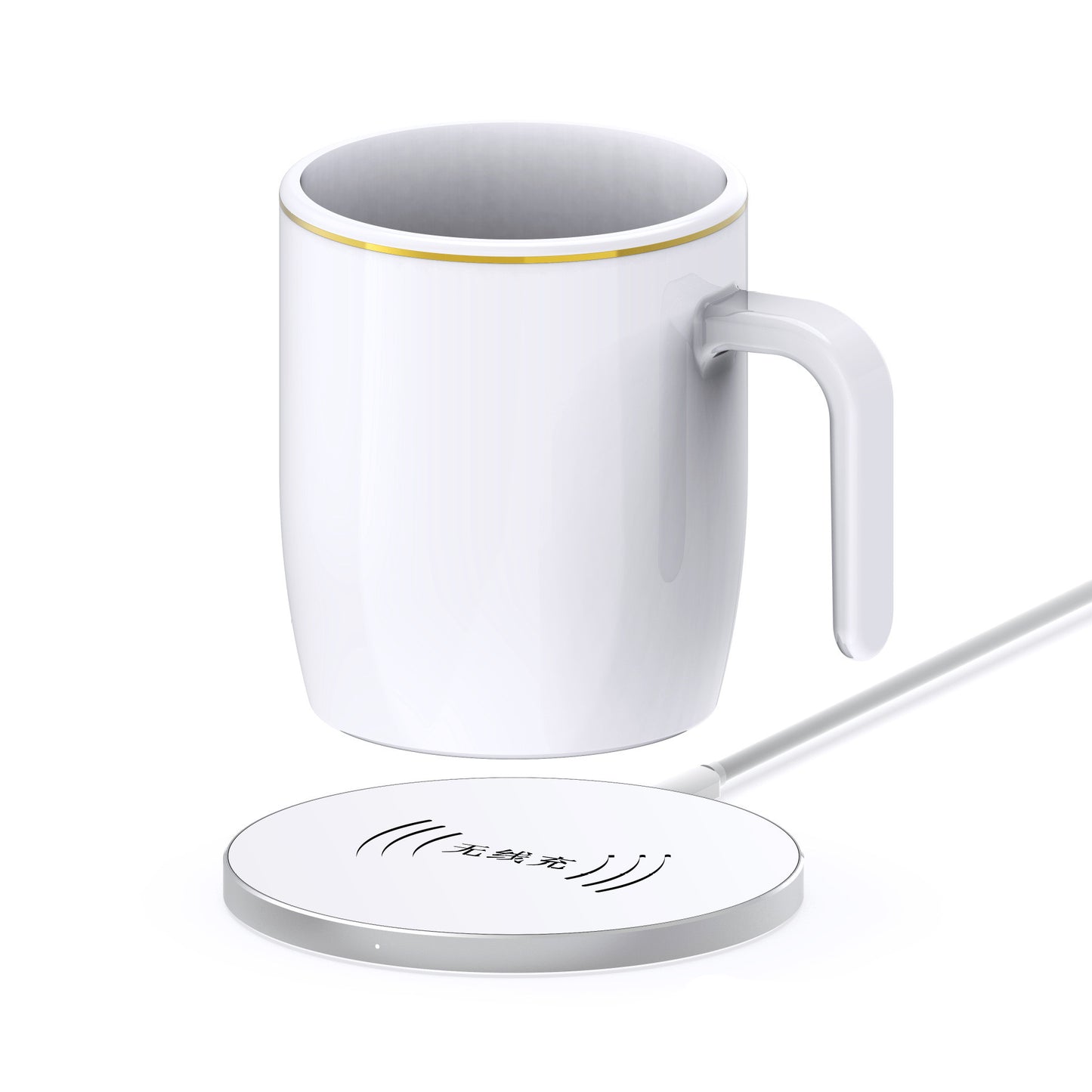 Luxury Wireless Charging Heated Coffee Mug with Gold Trim
